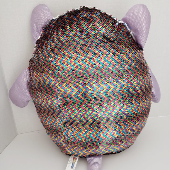 BIG 15" Tall Leo the Owl Shimmeez Rainbow/Silver Reversible Soft Plush - Picture 3 of 5